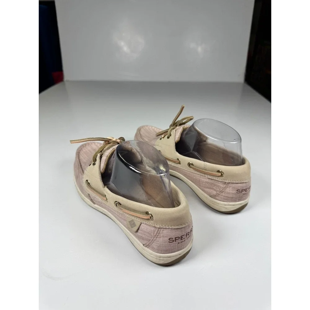 Sperry Koifish STS86519 Womens 7.5 Linen Pink Sparkle Moc Toe Lace Up Boat Shoes